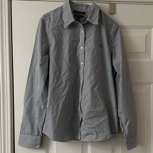 Ralph Lauren Button Navy/White Stripe Long Sleeve Size XL Like New